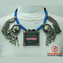 Load image into Gallery viewer, Blue Beaded Necklace With Dangling Pendants
