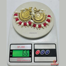 Load image into Gallery viewer, Kuchi Golden Tone Earrings With Multicolor Beads and Stones

