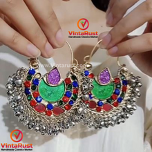 Load image into Gallery viewer, Pure Vintage Afghan Earrings, Antique Kuchi Earrings with Bells
