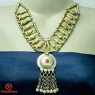 Boho Tribal Metal Beaded Chain Necklace