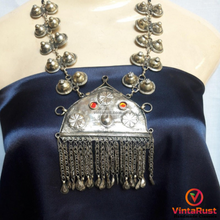 Load image into Gallery viewer, Tribal Pendant Necklace With Dangling Tassels and Turkmen Buttons
