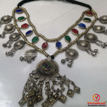 Load image into Gallery viewer, Kuchi Boho Bells Multicolor Glass Stone Necklace
