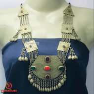 Bohemian Silver Kuchi Vintage Massive Pendant Necklace