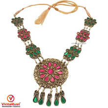 Load image into Gallery viewer, Pink and Green Glass Stones Pendant Necklace
