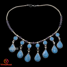 Load image into Gallery viewer, Dangling Turquoise Stone Necklace
