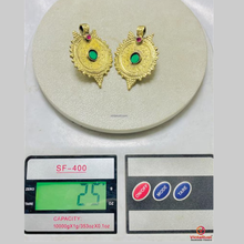 Load image into Gallery viewer, Handmade Gold Coins Earrings With Glass Stones
