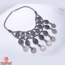 Load image into Gallery viewer, Vintage Dangle Coins and Stones Necklace
