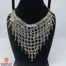 Load image into Gallery viewer, SilverTone Ethnic Choker Necklace
