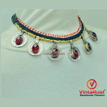 Load image into Gallery viewer, Tribal Glass Stone Embedded Coins Necklace
