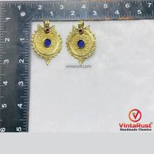 Load image into Gallery viewer, Handmade Gold Coins Earrings With Glass Stones
