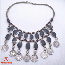 Load image into Gallery viewer, Vintage Dangle Coins and Stones Necklace
