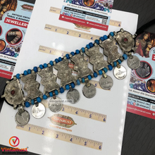Load image into Gallery viewer, Vintage Kuchi Choker With Turquoise Beads and Coins
