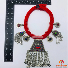 Load image into Gallery viewer, Red Kuchi Choker Necklace With Massive Pendant

