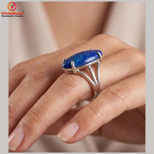 Load image into Gallery viewer, Natural Lapis Lazuli Stone Ring: Unisex Gemstone Ring
