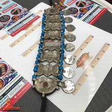 Load image into Gallery viewer, Vintage Kuchi Choker With Turquoise Beads and Coins
