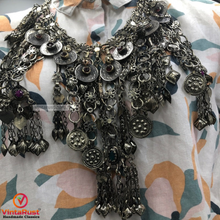 Load image into Gallery viewer, Silver Kuchi Dangling Tassels Tribal Necklace
