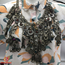Load image into Gallery viewer, Silver Kuchi Dangling Tassels Tribal Necklace
