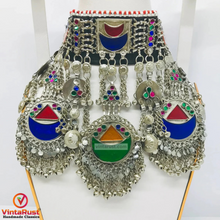 Load image into Gallery viewer, Handcrafted Tribal Choker Multicolor Glass Stones
