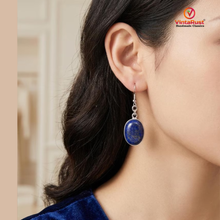 Load image into Gallery viewer, Lapis Lazuli Oval Dangle Earrings
