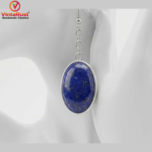 Load image into Gallery viewer, Lapis Lazuli Oval Dangle Earrings
