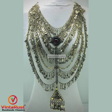 Load image into Gallery viewer, Handmade Silver Khuchi Multilayers Bib Necklace
