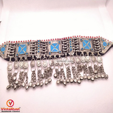 Load image into Gallery viewer, Tribal Statement Boho Turquoise Choker Necklace
