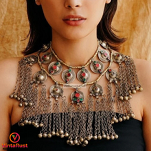 Load image into Gallery viewer, Tribal Long Bells Layered Choker Necklace
