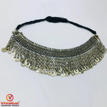 Load image into Gallery viewer, Silver Kuchi Vintage Choker Necklace With Tassels
