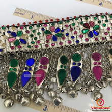 Load image into Gallery viewer, Multicolor Glass Stones Choker With Dangling Tassels
