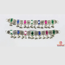 Load image into Gallery viewer, Afghan Anklets: Multicolor Glass Stone Kuchi Belly Dance Jewelry
