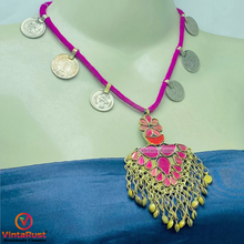 Load image into Gallery viewer, Purple Vintage Coins Pendant Necklace
