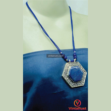 Load image into Gallery viewer, Lapis Lazuli Hexagon Pendant Necklace
