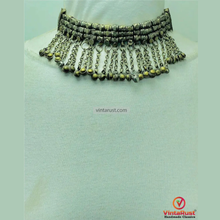 Load image into Gallery viewer, Vintage Kuchi Choker: Tribal Silver Metal Beads, Dangling Bells
