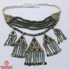 Load image into Gallery viewer, Beaded Layered With Pendants And Glass Stones Choker
