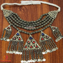 Load image into Gallery viewer, Beaded Layered With Pendants And Glass Stones Choker
