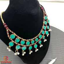 Load image into Gallery viewer, Ethnic Stone Necklace With Dangling Bells
