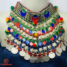 Load image into Gallery viewer, Boho kuchi Multicolor Stones and Coins Choker

