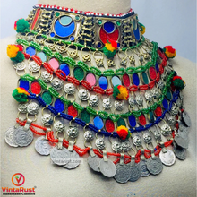 Load image into Gallery viewer, Boho kuchi Multicolor Stones and Coins Choker

