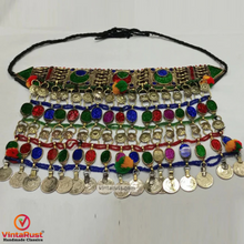 Load image into Gallery viewer, Boho kuchi Multicolor Stones and Coins Choker

