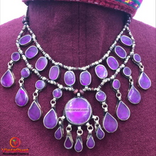 Load image into Gallery viewer, Purple Stone Teardrop Multilayer Bib Necklace
