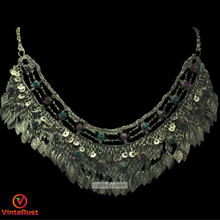 Load image into Gallery viewer, Vintage With Dangling Silver Kuchi Tassels Choker
