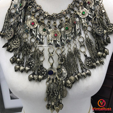 Load image into Gallery viewer, Silver Kuchi Dangling Tassels Oversized Necklace
