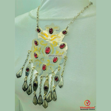 Load image into Gallery viewer, Vintage Turkmen Pendant Necklace: Red Stone &amp; Dangling Charms
