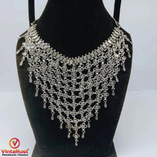 Load image into Gallery viewer, SilverTone Ethnic Choker Necklace
