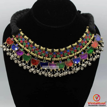 Load image into Gallery viewer, Handmade Black Turkmen Choker With Bells
