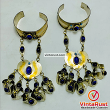 Load image into Gallery viewer, Vintage Turkmen Bracelet with Rings: Lapis Lazuli Tribal Jewelry

