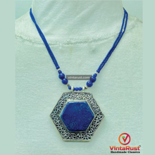 Load image into Gallery viewer, Lapis Lazuli Hexagon Pendant Necklace
