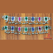 Load image into Gallery viewer, Afghan Anklets: Multicolor Glass Stone Kuchi Belly Dance Jewelry
