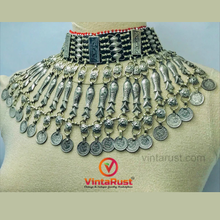 Load image into Gallery viewer, Rustic Tribal Choker with Fish Motifs Coin Accents
