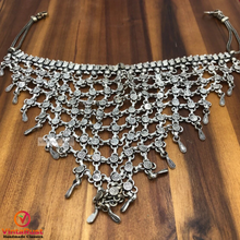 Load image into Gallery viewer, SilverTone Ethnic Choker Necklace
